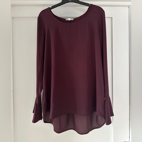 PLEIONE burgundy crepe chiffon top Nordstrom M - Picture 1 of 11